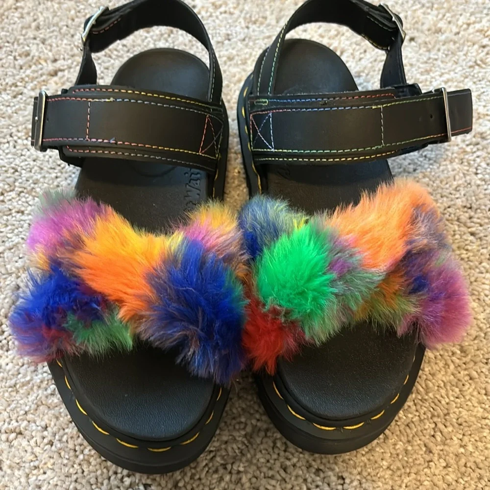 Dr Martens Voss II Fluffy Black/Rainbow Sandals Womens 38 - Picture 5 of 5